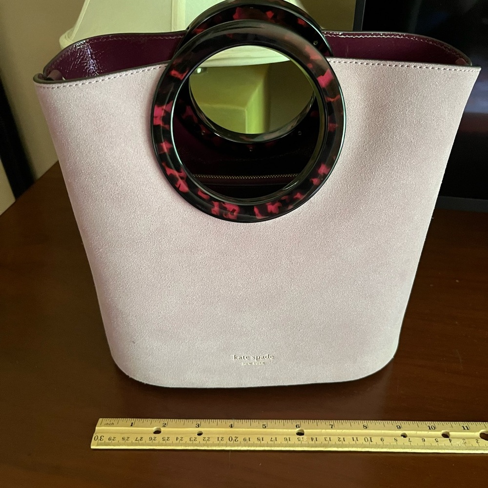Kate Spade Purple Leather and Suede Tote with Circular Handle